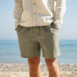 Men's Linen Olive Shorts